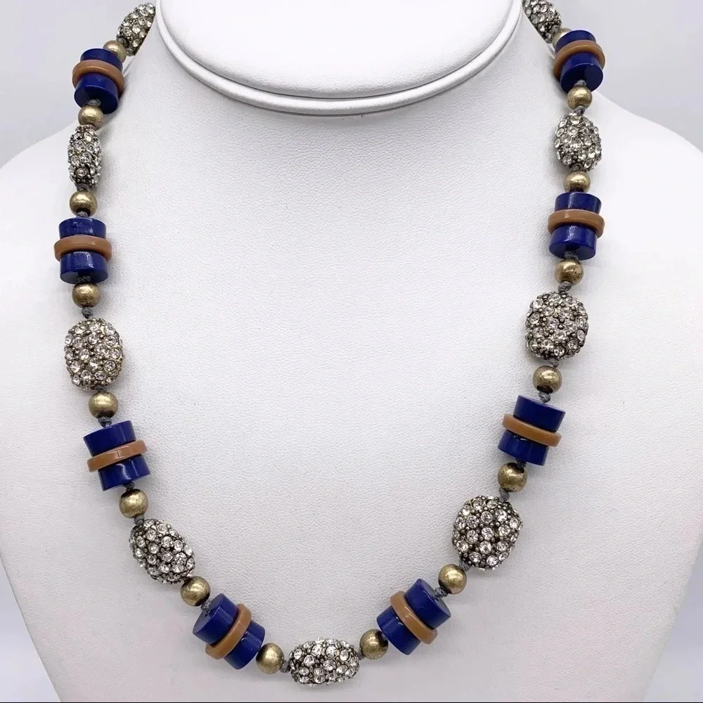 J. Crew Blue Beaded and Jeweled Necklace